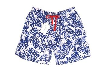 Men's Boxer Shorts - Coral ~ Navy BLUE - Code: P027