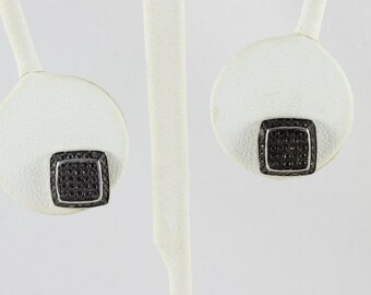 Sterling Silver Black Post Stud Earrings