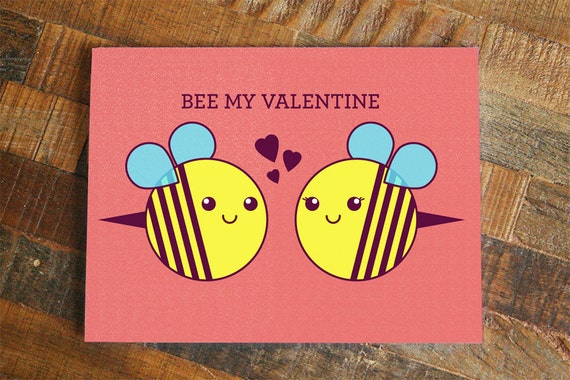 Valentines Day Card Bee My Valentine cute bees