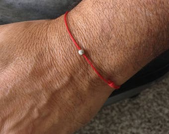 Red String Bracelet Mens Eco Friendly Bracelet Vegan Bracelet Friendship Bracelet Mens Silver Red Cord Bracelet Mens String Bracelet Cord