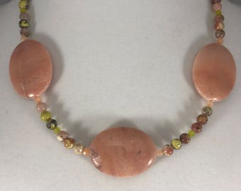 Natural Gemstone Statement Necklace and Earring Set