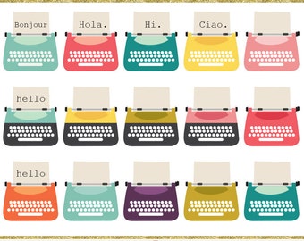 Typewriters clip art images, typewriter clipart, instant download