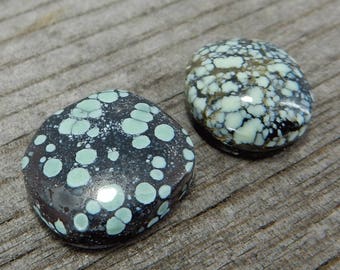 Nevada Variscite Cabochon Lot, Prince Mine - De-Stash Stone Sale, 14mm x 13.5mm & 12.5mm x 11mm, Jewelry Making Supplies, Cab, Gem, Gemstone