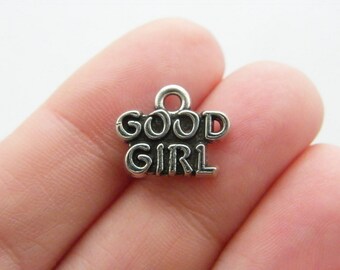 BULK 20 Good girl charms antique silver tone M568