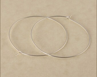 Hoop Earrings - 1-1/2" (40mm) Silver Hoop Earrings - Sterling Silver Hoop Earrings - Thin Hoop Earrings - Silver Hoop Earrings