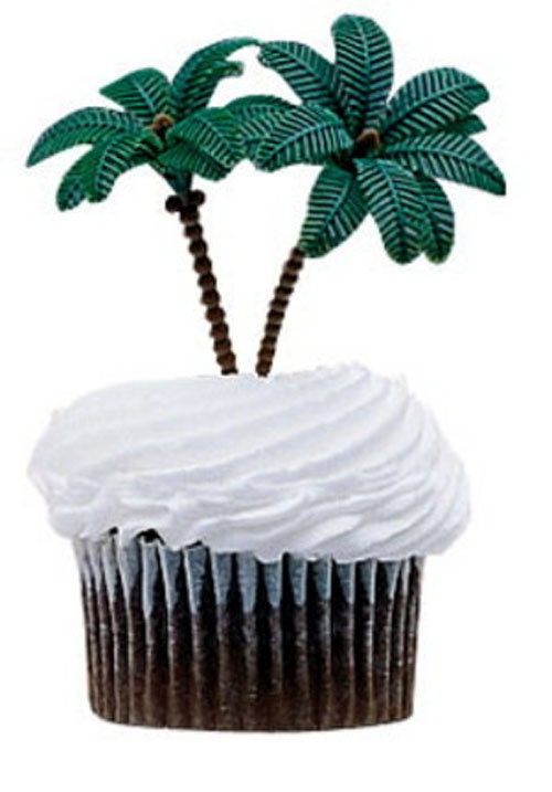 24 Palm Tree Cupcake Picks Cake Toppers Decorations