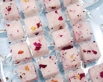 Rose Petal Sugar Cubes (120 + Bagged) Japan Imperial Roses Flavored Sugar Tea Gifts Sweetener