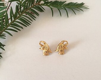 golden tulips earrings | small tulips studs