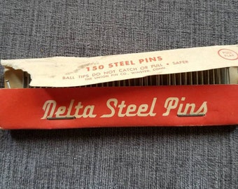 Vintage 1950s Delta Steel Pins Dressmaker Pins All Purpose Pins