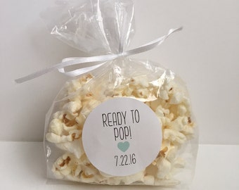 Ready to Pop! stickers - 24 - 2 inch circle stickers - baby shower envelope seals, Baby Shower Favor Stickers
