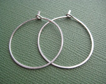 Hoop Earrings - One Inch Hoop Earrings - 14k Gold Fill Earrings - Sterling Silver Earrings