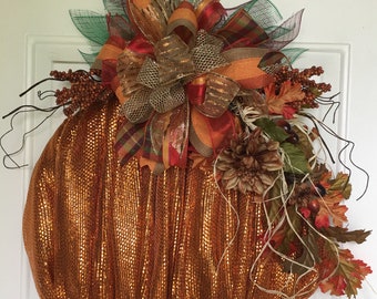 Fall Pumpkin Wreath, Thanksgiving Wreath, Fall Wreath, Pumpkin Wreath, Halloween Wreath, Seasonal Wreath, Wreath