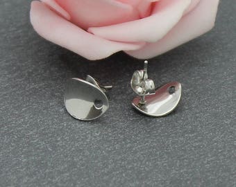 4 holders shape Stud Earrings curved BO122 stainless steel oval