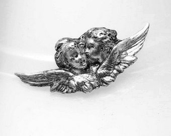 1pcs--Cherubs, Metal Stamping, Antique Silver,20x47mm (B10-12)