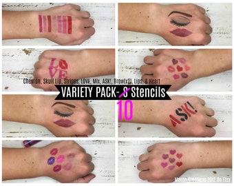WOWing Stencils VARIETY PACK Design +BONUS Stencil-Many Styles Available- SeneGence Distributor Business Cards LipSense