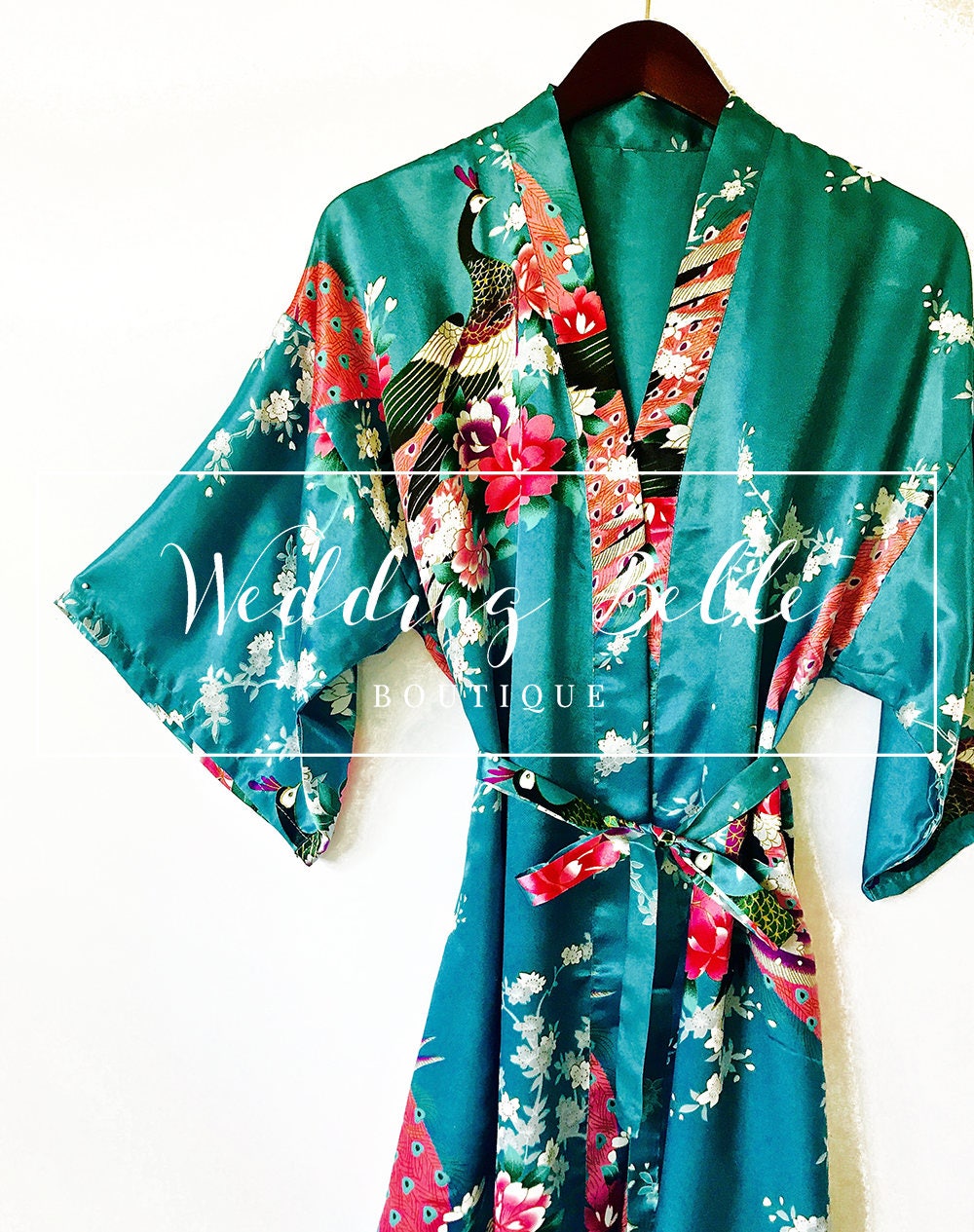 Classic Teal Kimono Robe Peacock Robe Teal High Quality