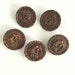 Vintage Buttons - Brass and Copper Metal Shank Buttons - Raised Metal Chinese Dragon Motif - Set of 5 - Collectible Buttons, Sewing, Costume
