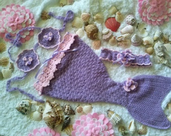 Baby Mermaid Costume, Baby Mermaid Outfit, Baby Mermaid Photo Prop; For Newborn up to 3 Months (see description for sizes)