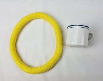 Dog Toy Tug, Hand felted wool, Yellow Ring
