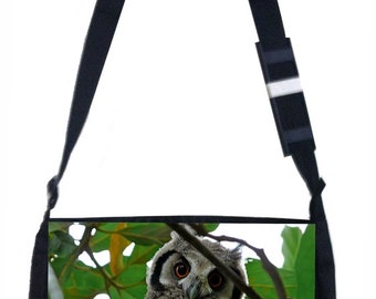 Scops Owl Black School Shoulder Messenger Bag