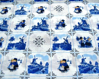 Dutch Delft Blue Cotton - Blue farmers - Fat Eight