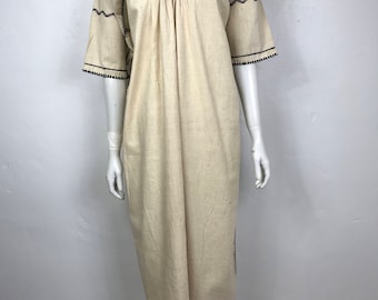 Vtg 70s ethnic embroidered caftan maxi dress