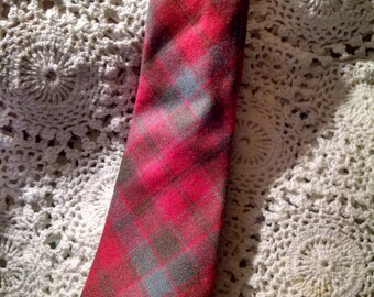 Vintage Red and Gray Plaid Tie