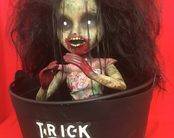 Elle Virus is a OOAK zombie baby art doll