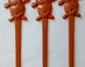 Trader Vic Menehunes Vintage Swizzle Sticks Lot, Tiki, Plastic