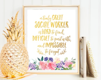 Social worker Gift A truly great social worker Social worker Appreciation Social Worker Birthday Social worker Thank You Retirement Wall Art