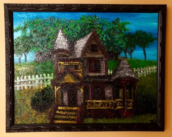 Victorian #oldhouse #victoriancastle #thisoldhouse #vintagehome #oilpaintingofvictorianera #victorianhomepaintingforsale #dwolfdesigns
