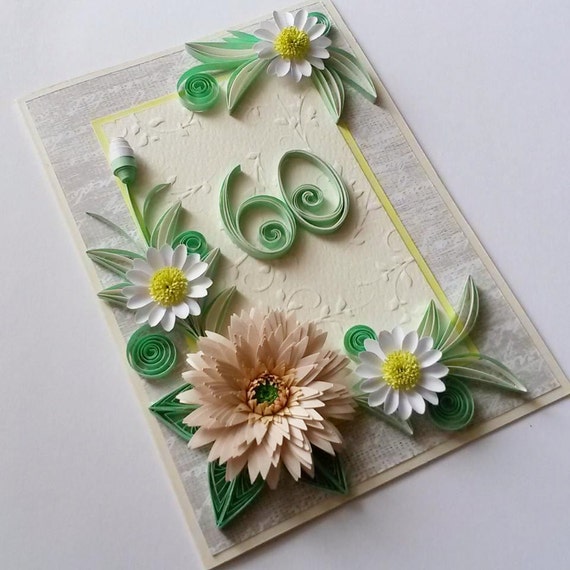 60th handmade greeting birthday card 60th Birthday Handmade Card 60th Card Floral Birthday