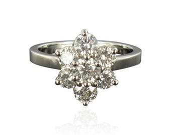 Bague diamants platine marguerite Platine Moderne Classique