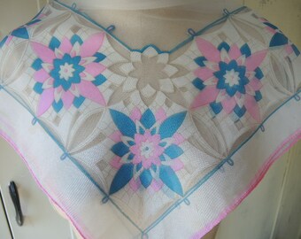vintage 1960s sheer ground nylon scarf made in Japan 100% rayon 26 x 27 inches