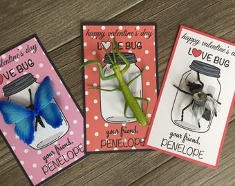 Kids Valentine Card, Valentines for Kids, Class Valentine Kid Valentine valentine Class treat Bug Valentine's Day Card valentines LOVE BUG