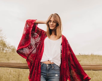 Monarch Kimono in Red Wine