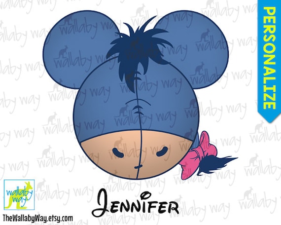 Eeyore Mickey Ears / Head Printable Iron On Transfer or Use as