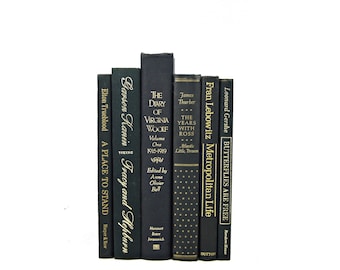 BLACK Decorative Books, Gold Book Decor, Home Decor, Book Collection Old book set, Color Block, Wedding Decor, PHoto PRop Interior Design