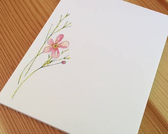 Water Buttercup Wildflower Floral Notepad - Small Watercolor Notepad - 4 x 5 Handmade Botanical Notepad - Gardener Gift - 40 Sheet Notepad