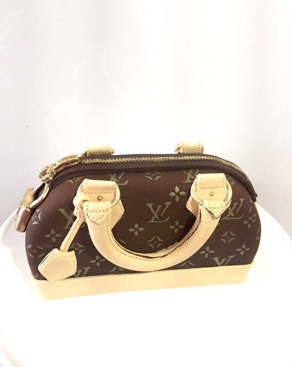 Sugar fondant purse Louis Vuitton style cake topper decoration