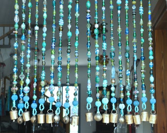 Beaded curtain-Bohemian Curtain- Window curtain-beaded door curtain-hanging door beads-beaded wall hanging-bohemian wall art-door curtain