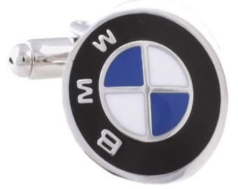 BMW Cufflinks - Silver Plated BMW Cufflinks - Laser Finish Cufflinks - Gift Box Included