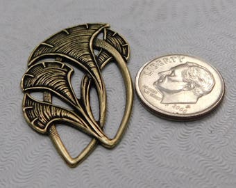 LuxeOrnaments Oxidized Brass Filigree Art Nouveau (Qty 1) 39x22mm AT-829-B