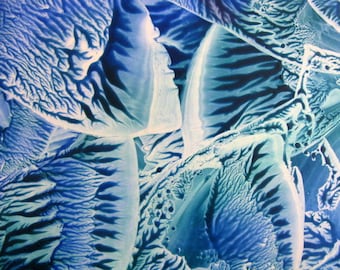 5X7 Blue Green Encaustic (Wax) Original Abstract Painting / Beeswax Painting / Sea / Sky / SFA (Small Format Art)