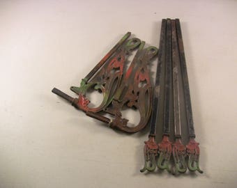 Antique Hardware Decorative Cast Iron Swing Arm Curtain Rods Rustic Farmhouse Victorian Home Decor Red Green Black
