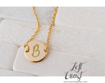 Initials Necklace Pendant Engraved Personalized Mothers Day Gift Hand Stamped Her Initials Rose Gold Silver
