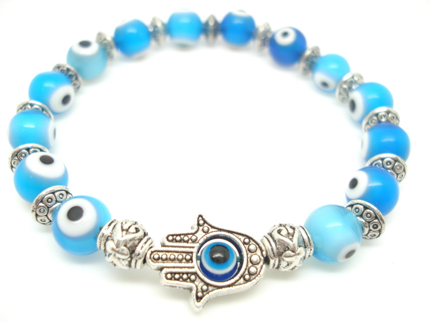 Traditional Blue Turkey Evil Eye Blessing Bracelet With Hamsa