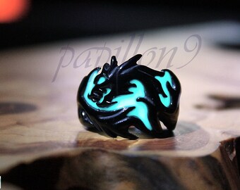BLACK Dragon / Glow in the Dark / Dragon Ring / Stainless Steel Ring / Glow Ring / Dragon /