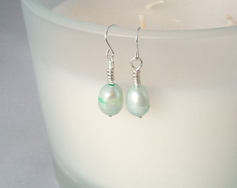 Freshwater Pearls Mint Green Earrings