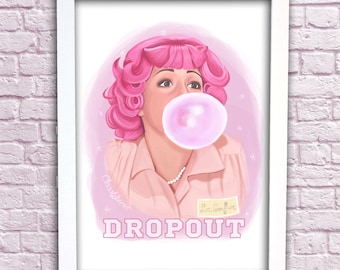 Frenchy "DROPOUT" Grease Art Print Illustration A3 PINK LADIES - Classyburd
